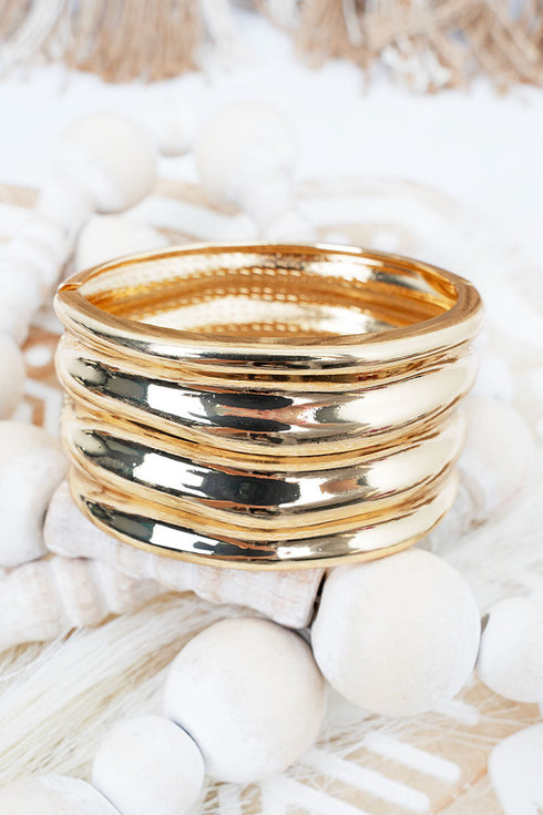 V.I.P. Vibe Wide Goldtone Hinged Bracelet