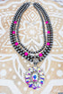 Grit & Glam Silver Pearl and Fuchsia Necklace and Earring Set