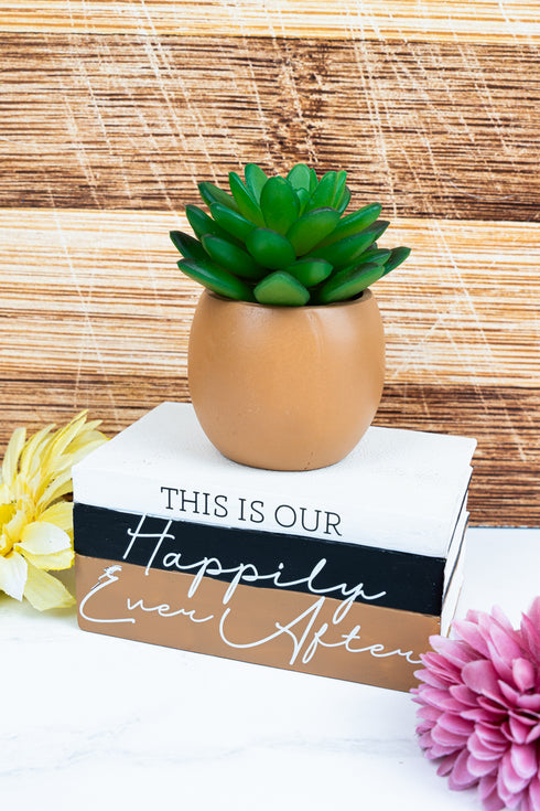 8 x 5 'Happily Ever After' Book Planter with Artificial Succulent