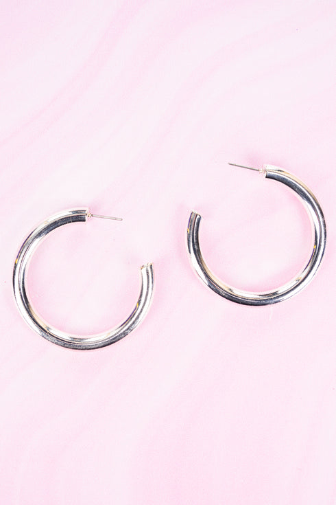 Matte Silvertone Harlow Hoop Earrings