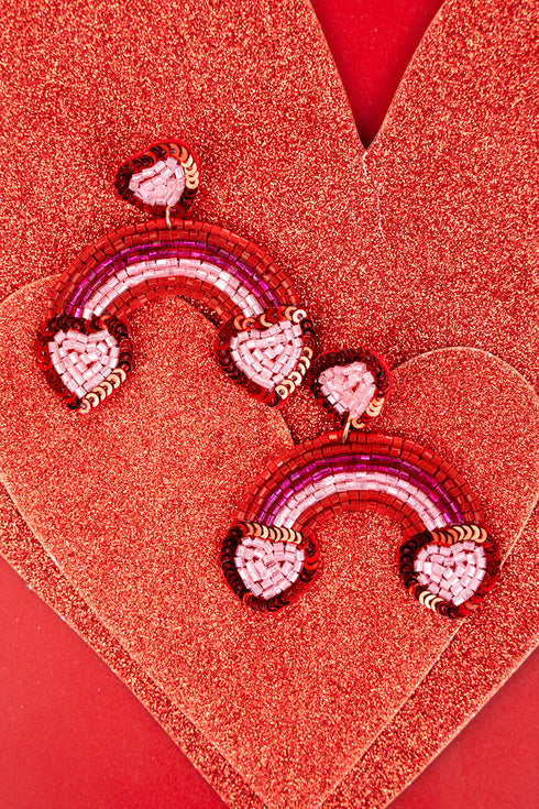 Red Heart Rainbow Earrings