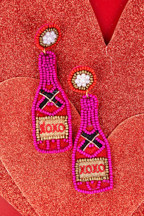 Fuchsia 'XOXO' Bottle Earrings