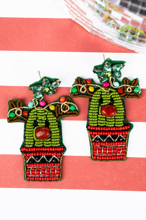 Prickly Rudolph Seed Bead Earrings