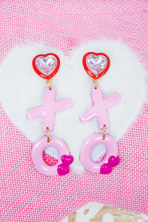 Pink Heartfelt XO Earrings