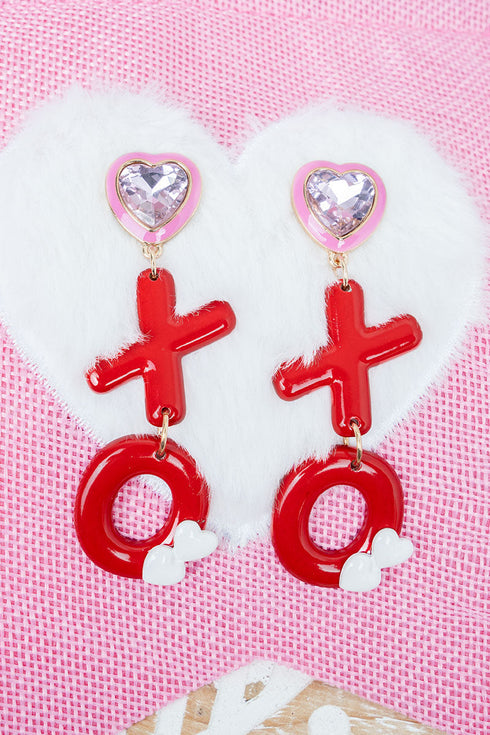Red Heartfelt XO Earrings