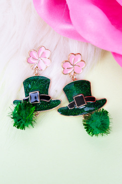Green & Pink Leprechaun Luck Earrings