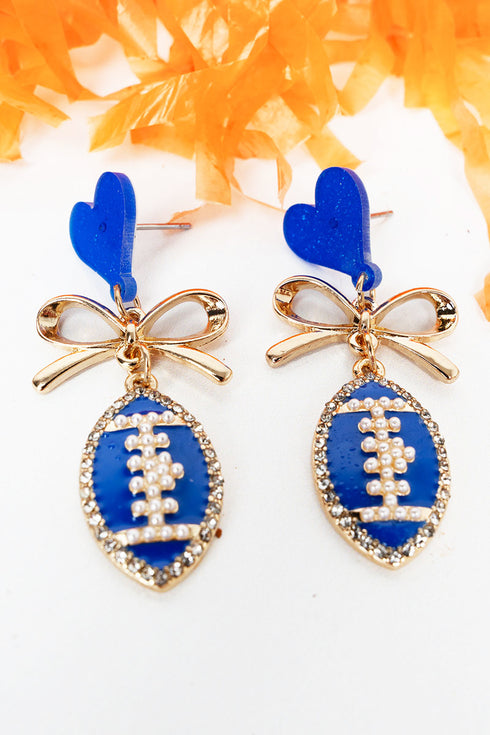 Blue & White Goal Line Glam Goldtone Earrings