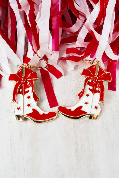 Red & White Sideline Spirit Earrings