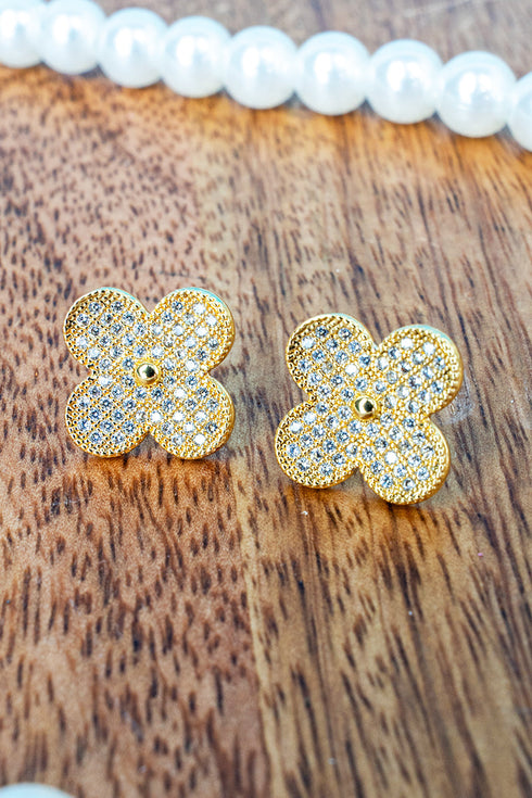 Crystal & Clover Goldtone Earrings