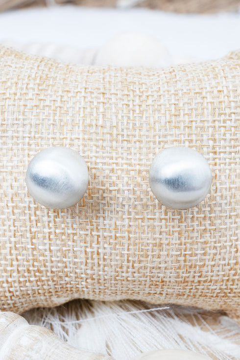 High Society Brushed Silvertone Stud Earrings