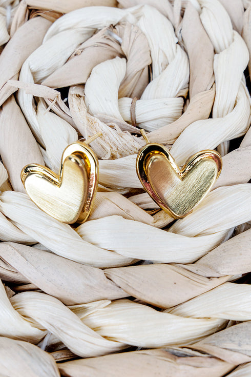 Evening Whispers Brushed Goldtone Heart Earrings