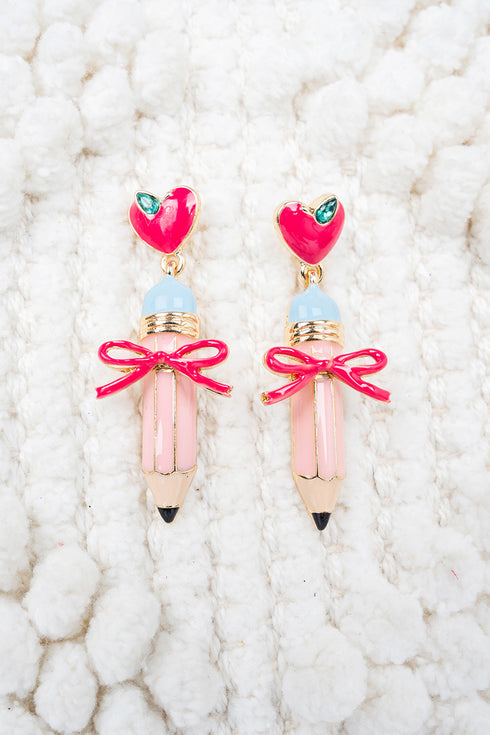 Lesson in Style Pink Pencil Earrings