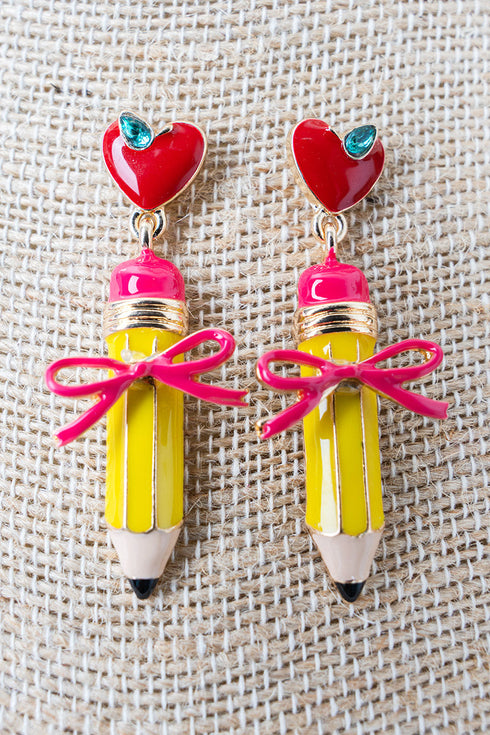 Lesson in Style Yellow Pencil Earrings