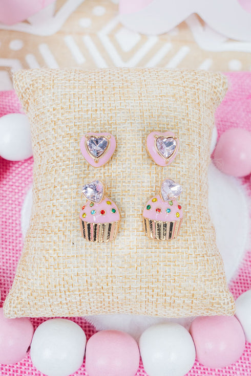 Pink Sweet on You Earrings 2 Pair Set