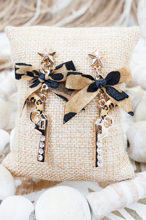 Lila Leopard Pistol Goldtone Earrings