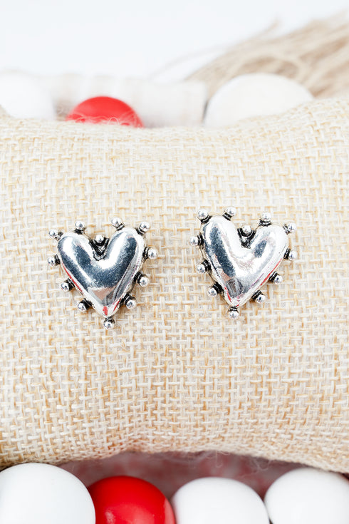 Enduring Love Silvertone Heart Earrings