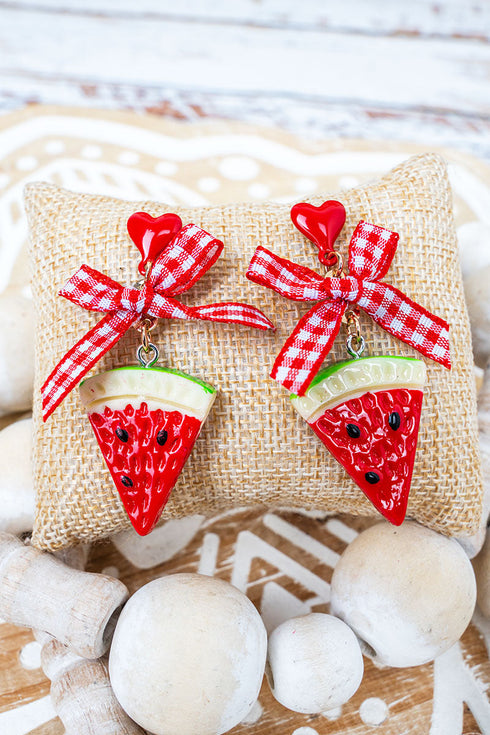 Red Watermelon Slice Earrings