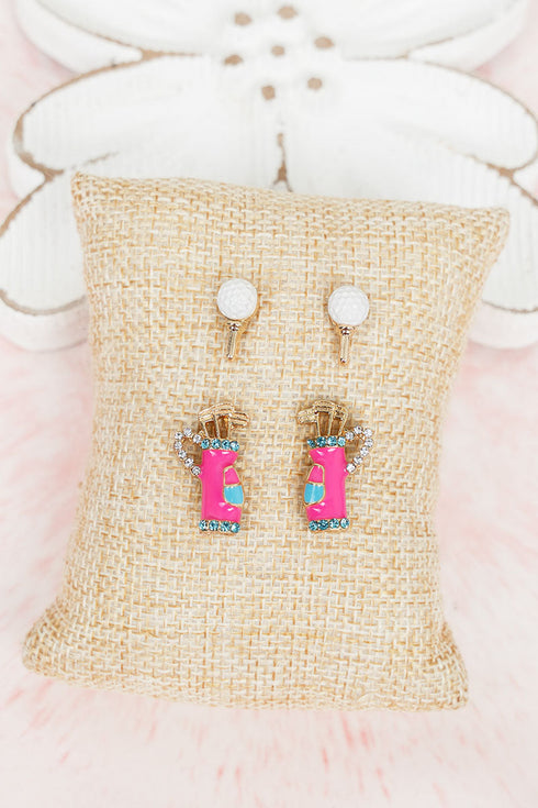 Golf Is My Cup Of Tee Earrings 2 Pair Set