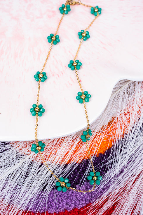 Jemma Flower Beaded Goldtone Necklace
