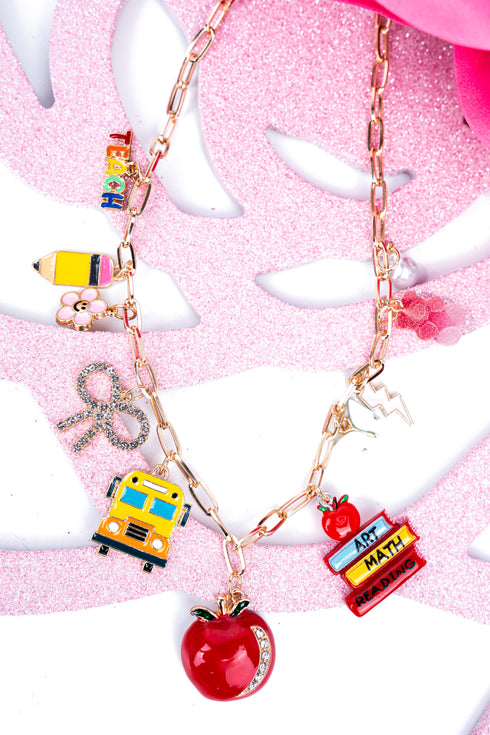 School Days Goldtone Charm Necklace