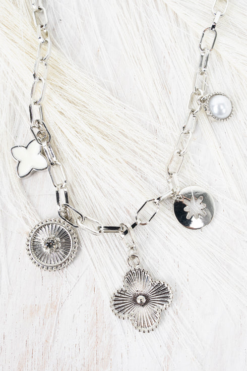 Next Level Silvertone Charm Necklace