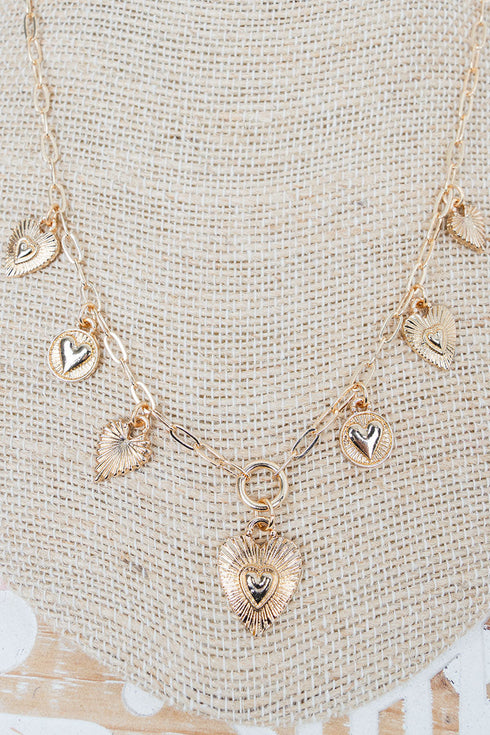 Goldtone Heartlines Charm Necklace