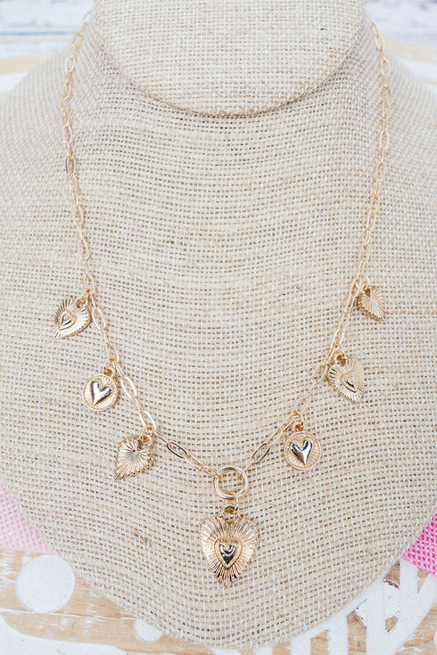 Goldtone Heartlines Charm Necklace