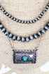 Turquoise Coyote Mesa Silver Pearl Layered Necklace