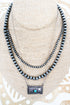 Turquoise Coyote Mesa Silver Pearl Layered Necklace