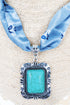 Blue Pecos Paisley Fabric Necklace