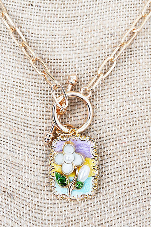 Sweet Botanica Goldtone Toggle Necklace
