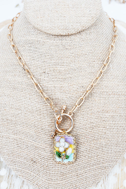 Sweet Botanica Goldtone Toggle Necklace