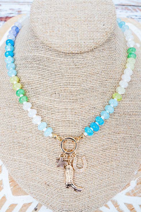Frontier Flair Blue Multi Beaded Necklace