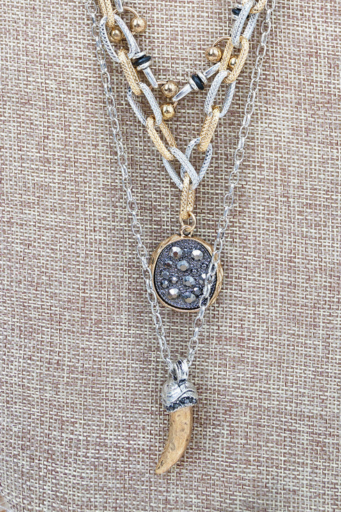 Black & Two-Tone Sizzle & Shine Triple Necklace Set