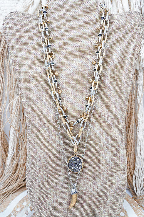 Black & Two-Tone Sizzle & Shine Triple Necklace Set