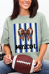 Personalized Blue & White Varsity Bow Comfort Colors Adult Ring-Spun Cotton Tee *Enter Mascot Name