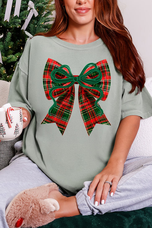 Christmas Plaid Coquette Comfort Colors Adult Ring-Spun Cotton Tee