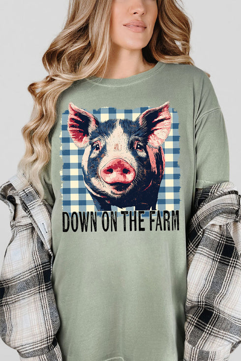 Down On The Farm Pig Comfort Colors Adult Ring-Spun Cotton Tee