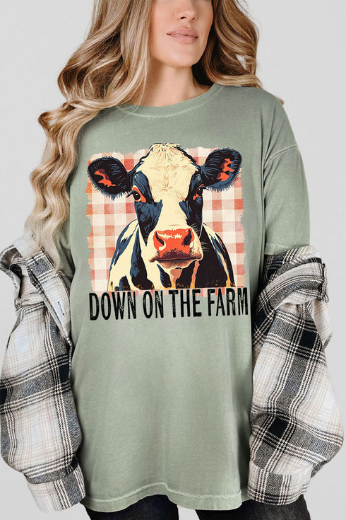 Down On the Farm Cow Comfort Colors Adult Ring-Spun Cotton Tee