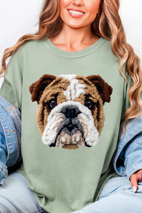 Faux Yarn English Bulldog Comfort Colors Adult Ring-Spun Cotton Tee