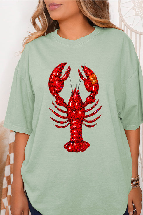 Faux Rhinestone Crawfish Comfort Colors Adult Ring-Spun Cotton Tee