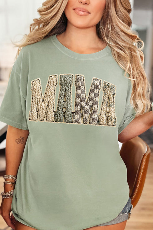 Faux Yarn Check Mama Comfort Colors Adult Ring-Spun Cotton Tee