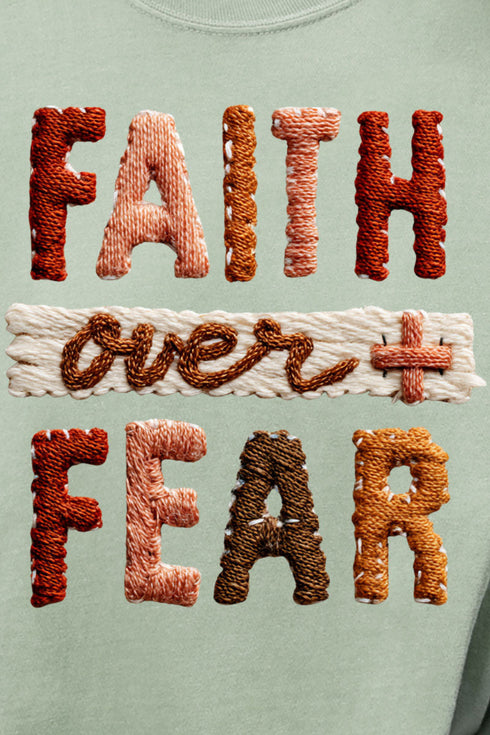 Faux Yarn Faith Over Fear Comfort Colors Adult Ring-Spun Cotton Tee