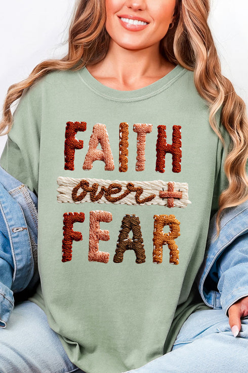 Faux Yarn Faith Over Fear Comfort Colors Adult Ring-Spun Cotton Tee