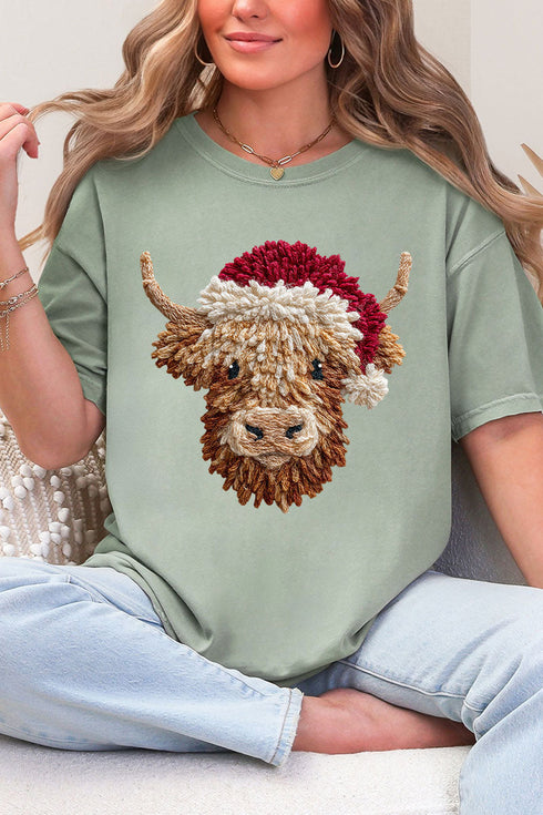 Faux Yarn Highland Cow Comfort Colors Adult Ring-Spun Cotton Tee