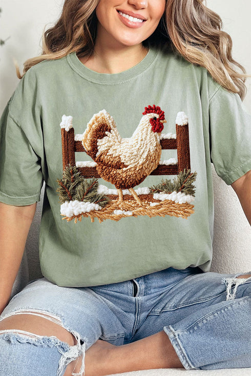 Faux Yarn Winter Chicken Comfort Colors Adult Ring-Spun Cotton Tee