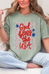 Floral God Bless The USA Comfort Colors Adult Ring-Spun Cotton Tee