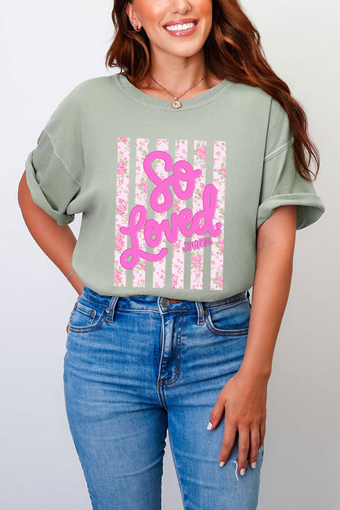 Floral So Loved Comfort Colors Adult Ring-Spun Cotton Tee