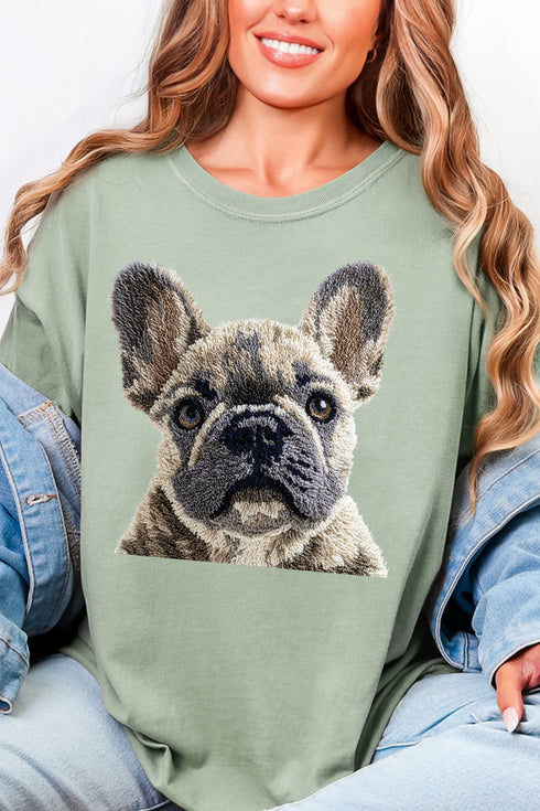 Faux Yarn French Bulldog Comfort Colors Adult Ring-Spun Cotton Tee