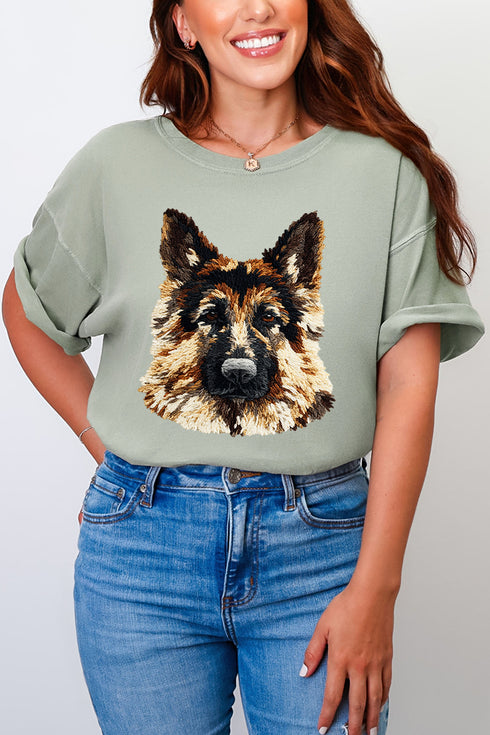 Faux Yarn German Shepherd Comfort Colors Adult Ring-Spun Cotton Tee